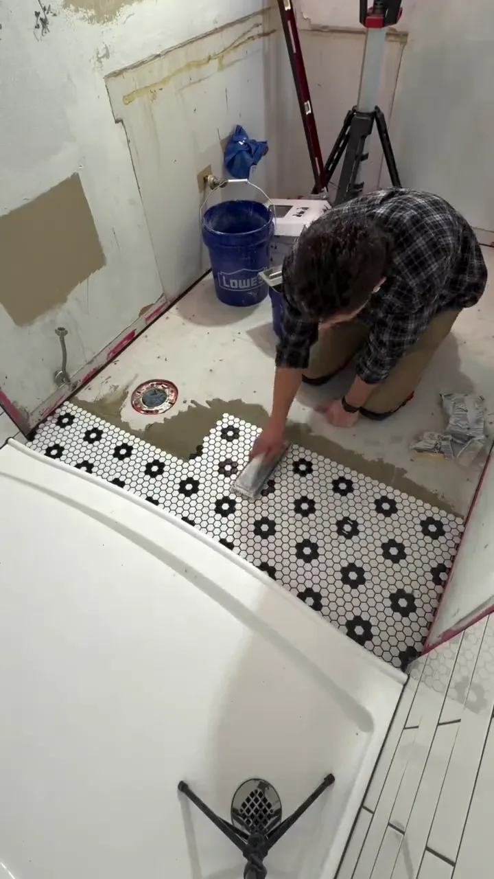Mosaic shower floor